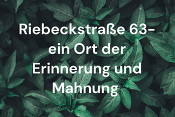 Schriftzug "Riebeckstraße 63 - ein Ort der Erinnerung und Mahnung"